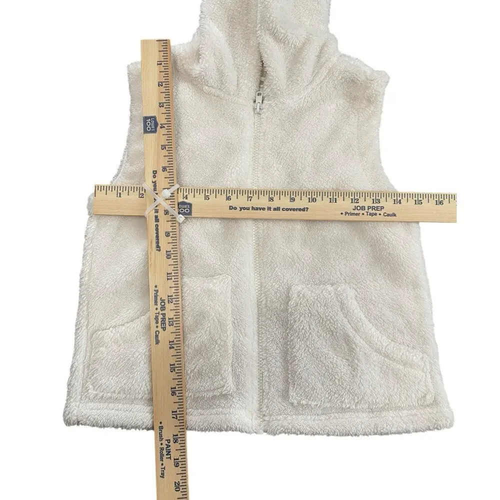 Gymboree Fleece Hoodie Vest Girls L 10-12 White Lined Front Zip Up Open Pockets